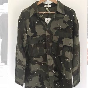 Brand New Faith Connexion Jewel Camo Button Up